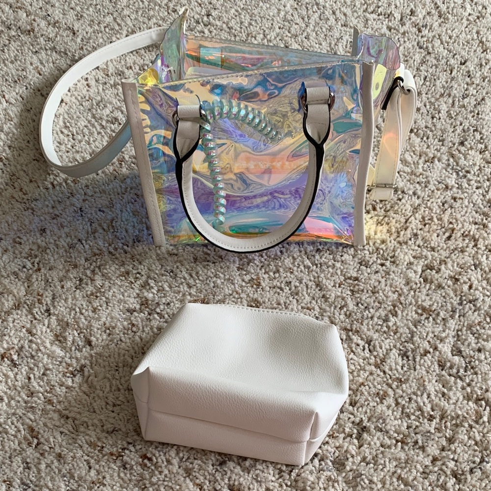 Wild Fable Iridescent Tote with White Pouch